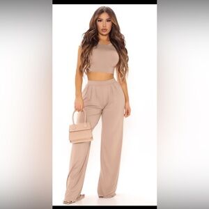 2 Piece Fashion Nova Wide Leg Pants Set